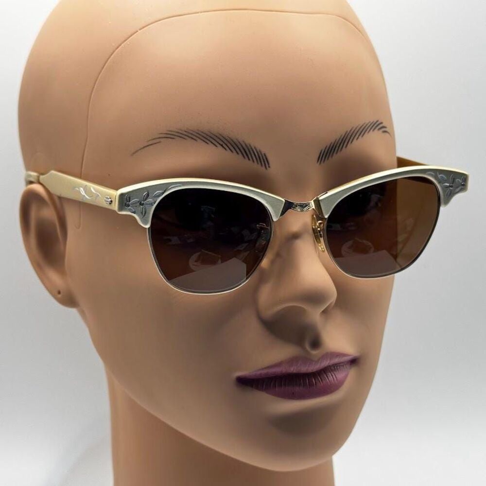 Antique Eyeglasses NON RX | Art Craft Gold Cat Eye | 1950s Vintage | USA Made